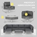 Lauko baldų komplektas su stalu ir pagalvėmis (Pilka)