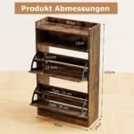 Siaura dviejų durelių batų spintelė su paslėptais stalčiais (Kavos)