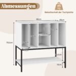 Pastatomas patefono stovas su integruota įkrovimo stotele ir vietos plokštelių laikymui (Balta)