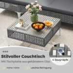 Lauko baldų komplektas su stalu ir pagalvėmis (Pilka)