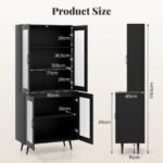 Virtuvės spintelė su keturiomis durelėmis ir reguliuojama lentyna (Juoda)