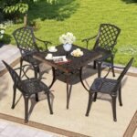 Lauko stalas su skėčio anga stalviršyje (Juoda)