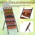 5 pakopų vertikalus gėlynas su ratukais (Ruda)