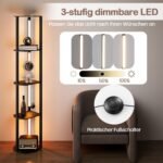 Pastatomas šviestuvas su lentynomis ir keturiomis LED juostomis (Juoda)