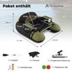 Pripučiamas žvejybinis laivelis su reguliuojamu meškerės laikikliu (Žalia)