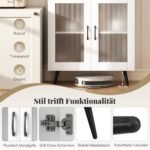 Aukšta virtuvės spintelė su keturiomis skaidriomis durelėmis ir reguliuojama lentyna (Balta)