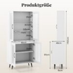 Aukšta virtuvės spintelė su keturiomis skaidriomis durelėmis ir reguliuojama lentyna (Balta)