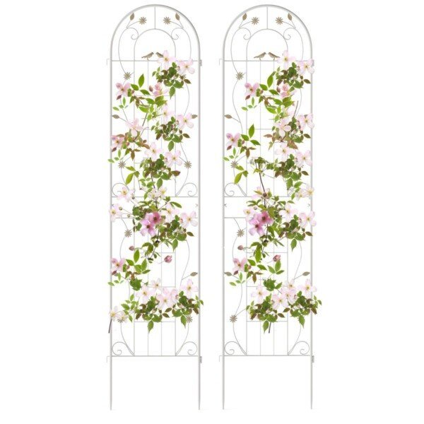 Dekoratyviniai metaliniai sodo tinklai 2 vnt. atsparūs rūdims ir universalūs (Balta)