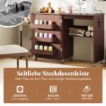 Sulankstomas siuvimo stalas su integruota įkrovimo stotele (Kavos)