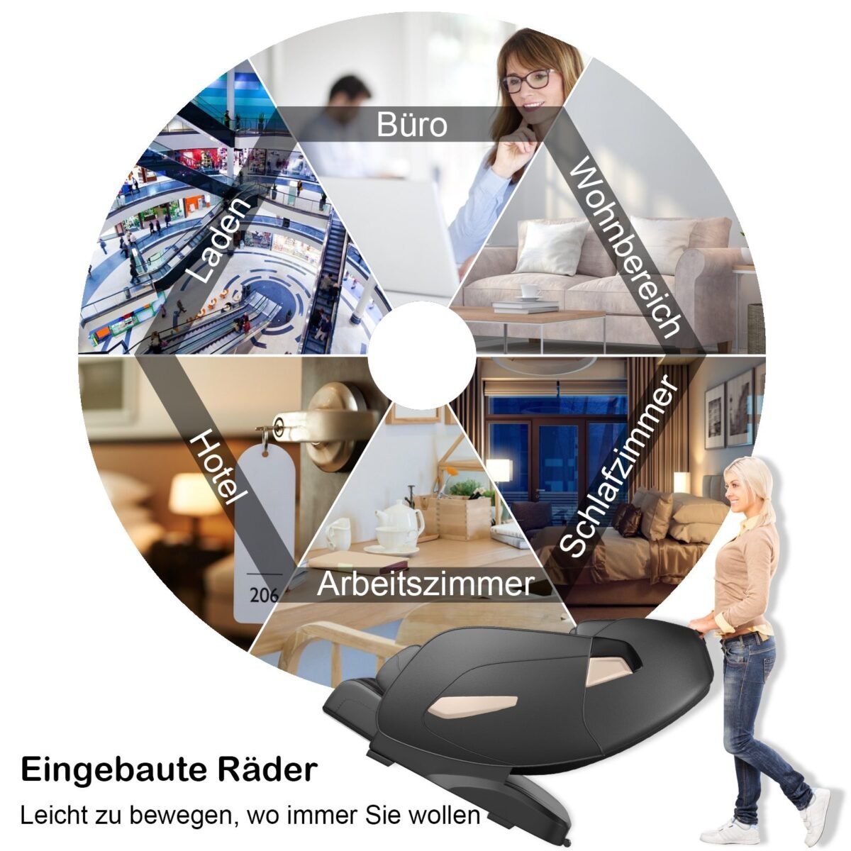 Elektrinis masažinis krėslas su „Shiatsu“ funkcija (Juoda)