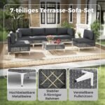 Lauko baldų komplektas su stalu ir pagalvėmis (Pilka)