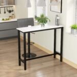 Baro stalas su marmuro imitacijos stalviršiu ir plieniniu rėmu