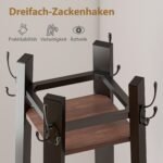 Pramoninio stiliaus drabužių kabykla su 8 kabliais ir 4 lentynomis