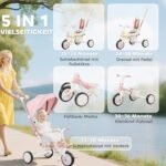 Transformuojamas vaikų 5-in-1 triratukas su reguliuojama rankena