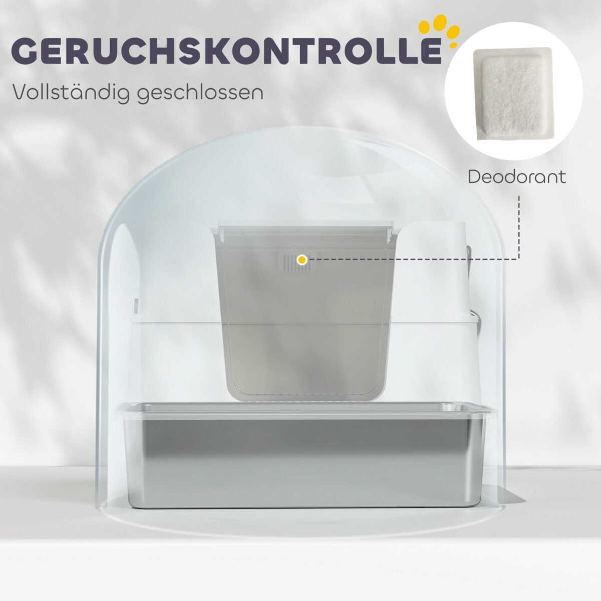 Erdvus katės tualetas iš nerūdijančio plieno su dvigubu įėjimu