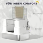 Erdvus katės tualetas iš nerūdijančio plieno su dvigubu įėjimu