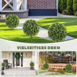 Dirbtinių buksmedžio rutulių rinkinys, 2 vnt., su tvirtinimo kuoliukais, UV spinduliams atsparūs