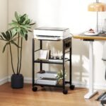 Mobilus spausdintuvo stovas su integruotais elektros ir USB lizdais