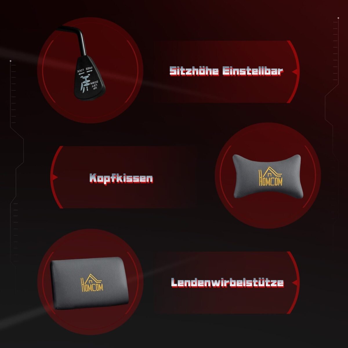 Ergonomiška žaidimų kėdė su 3D reguliuojamais porankiais bei atlošiama nugaros ir kojų atrama