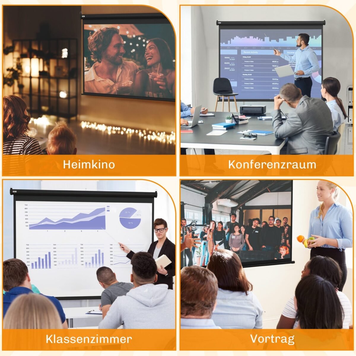 Motorizuotas projektoriaus ekranas su nuotoliniu valdymu 100 colių