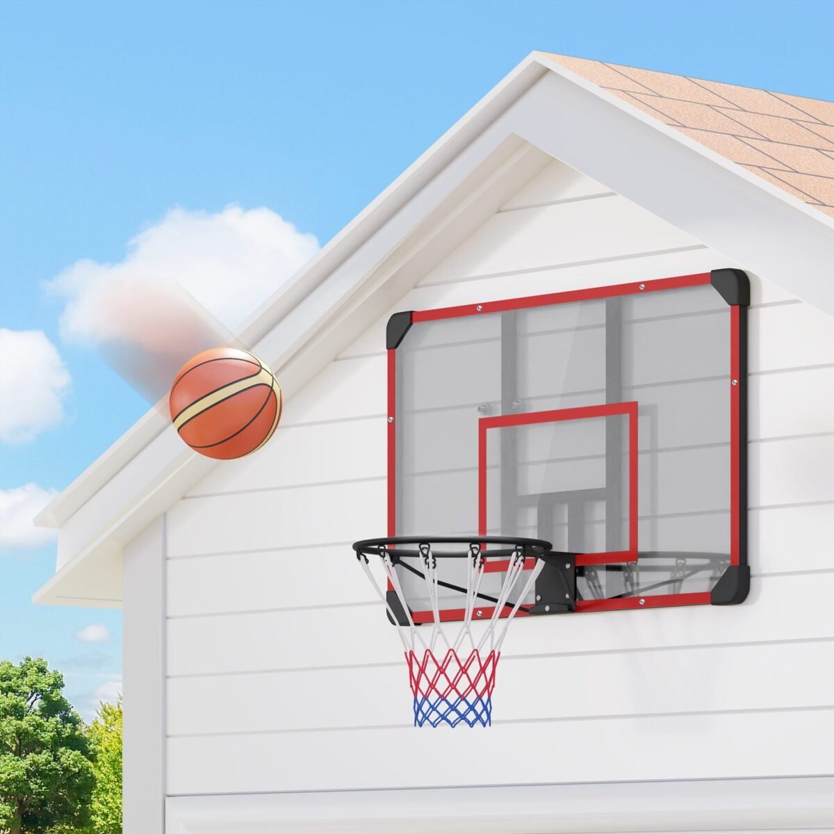 Sieninė reguliuojamo aukščio krepšinio lenta su lanku