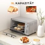 9 l talpos mini orkaitė su reguliuojama temperatūra ir gaminimo laiku
