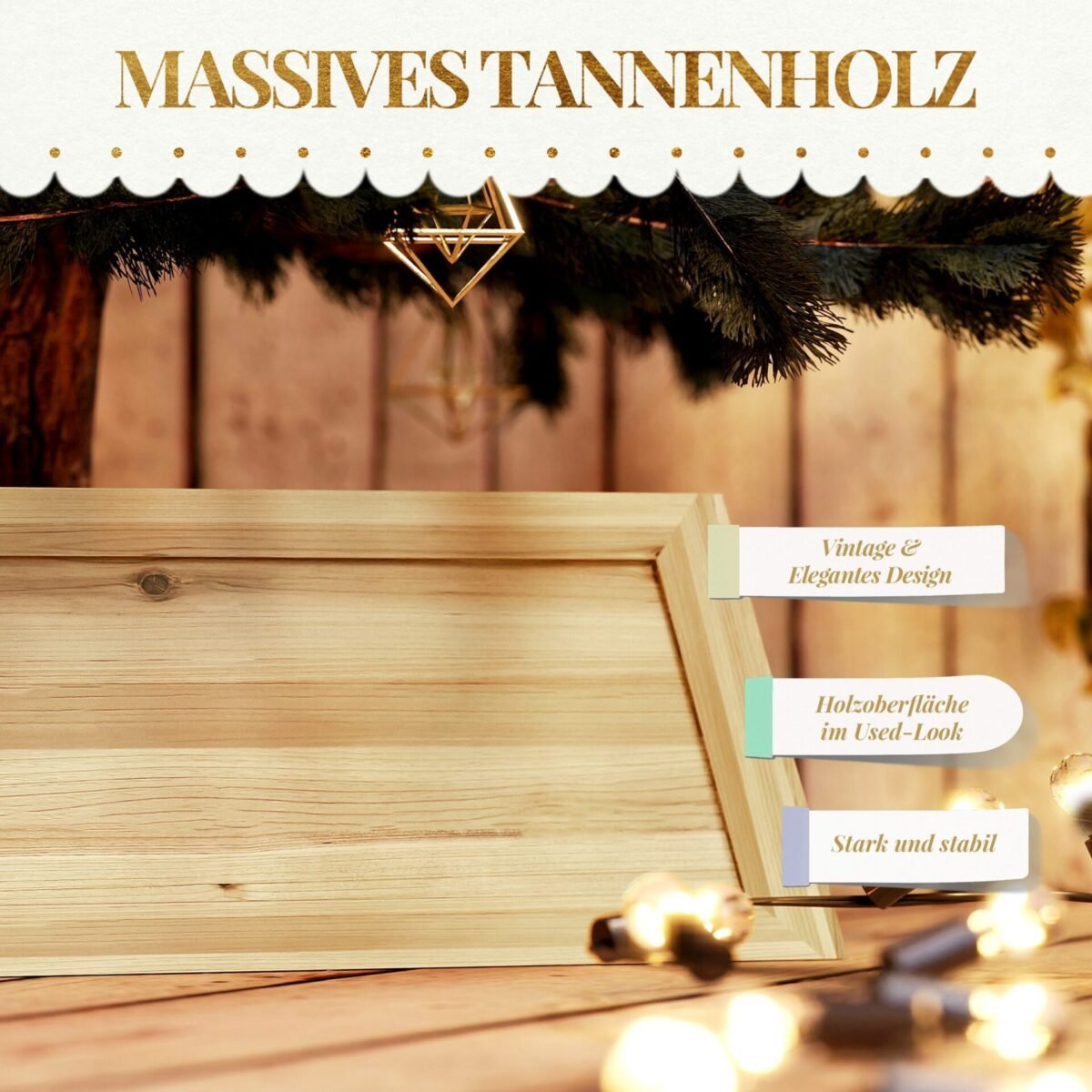 Medinis Kalėdų eglutės sijonas kaimiško stiliaus