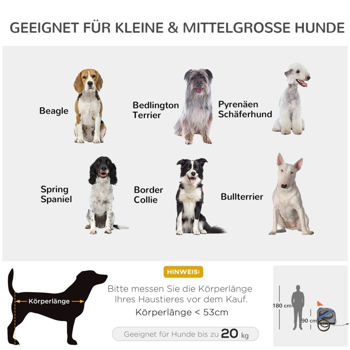 Sulankstoma dviračio priekaba gyvūnams su apsauga nuo lietaus iki 30 kg