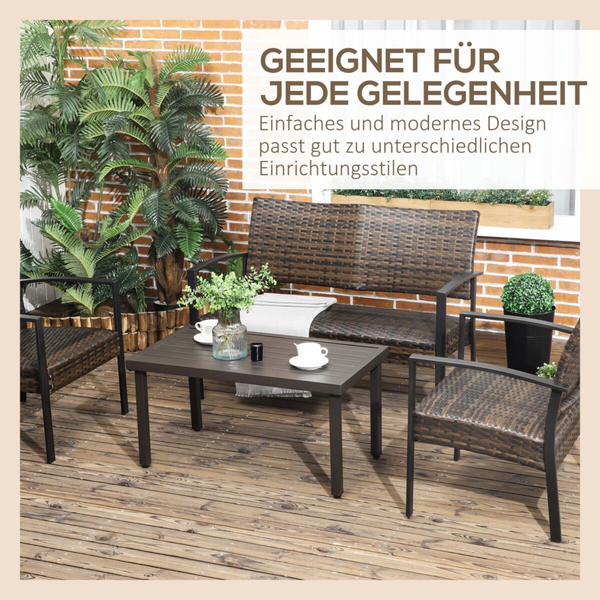 Lauko staliukas su nerūdijančio plieno rėmu ir drenažo angomis