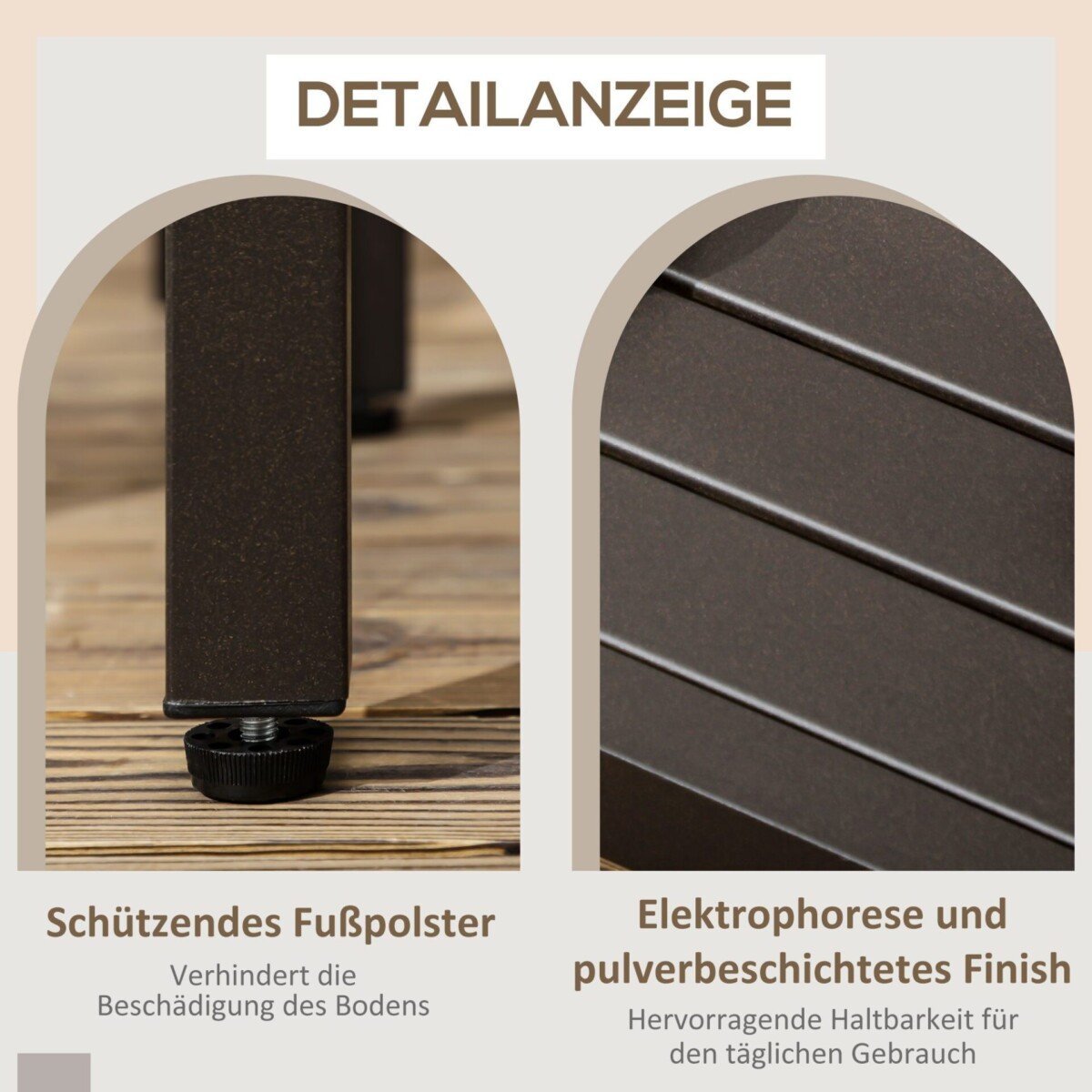 Lauko staliukas su nerūdijančio plieno rėmu ir drenažo angomis