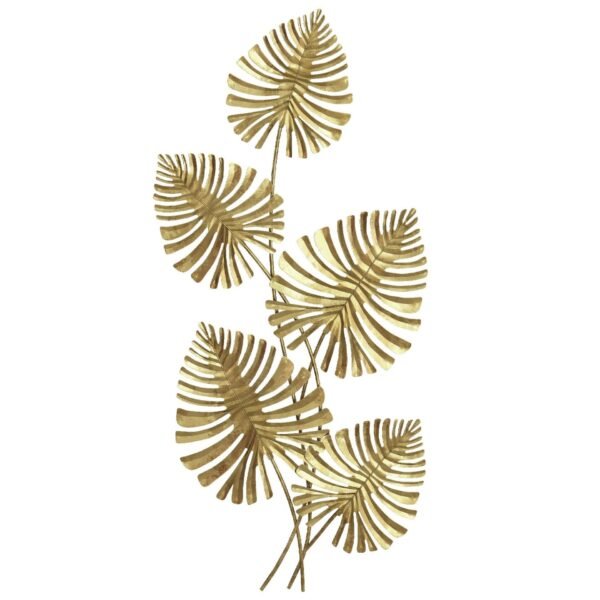 Sienų dekoracija metalinė su Monstera lapų motyvu ir lakuotu paviršiumi
