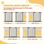 Apsauginiai varteliai vaikams ir augintiniams, tvirtinami be gręžimo, su praplatinimais iki 147,5 cm