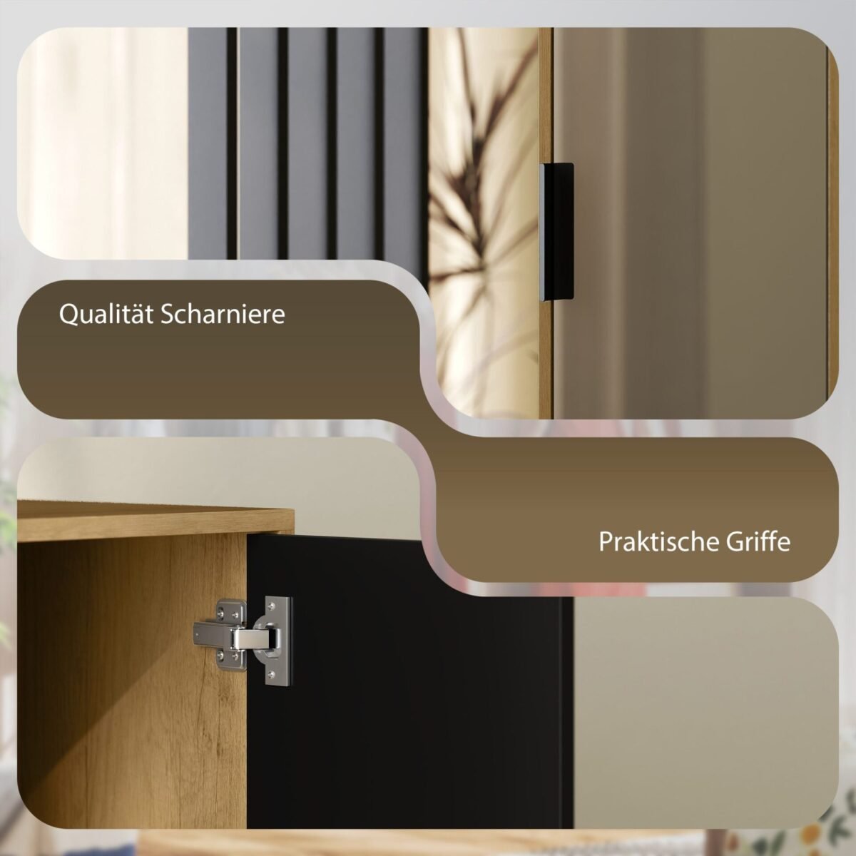 Drabužių spinta su veidrodžiu ir universaliais skyriais