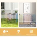 Lanksčiai konfigūruojamas metalinis maniežas šuniukams ir mažiems gyvūnams su užrakinama durele, Ø120x60H cm