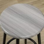 Kompaktiškas industrinio stiliaus baro komplektas su 4 taburetėmis