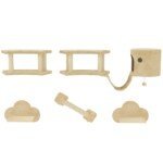 Sieninis 5 dalių katės laipiojimo ir žaidimų komplektas su draskykle ir nameliu