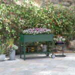 Mobilus pakeltas augalų lovelis su lentyna