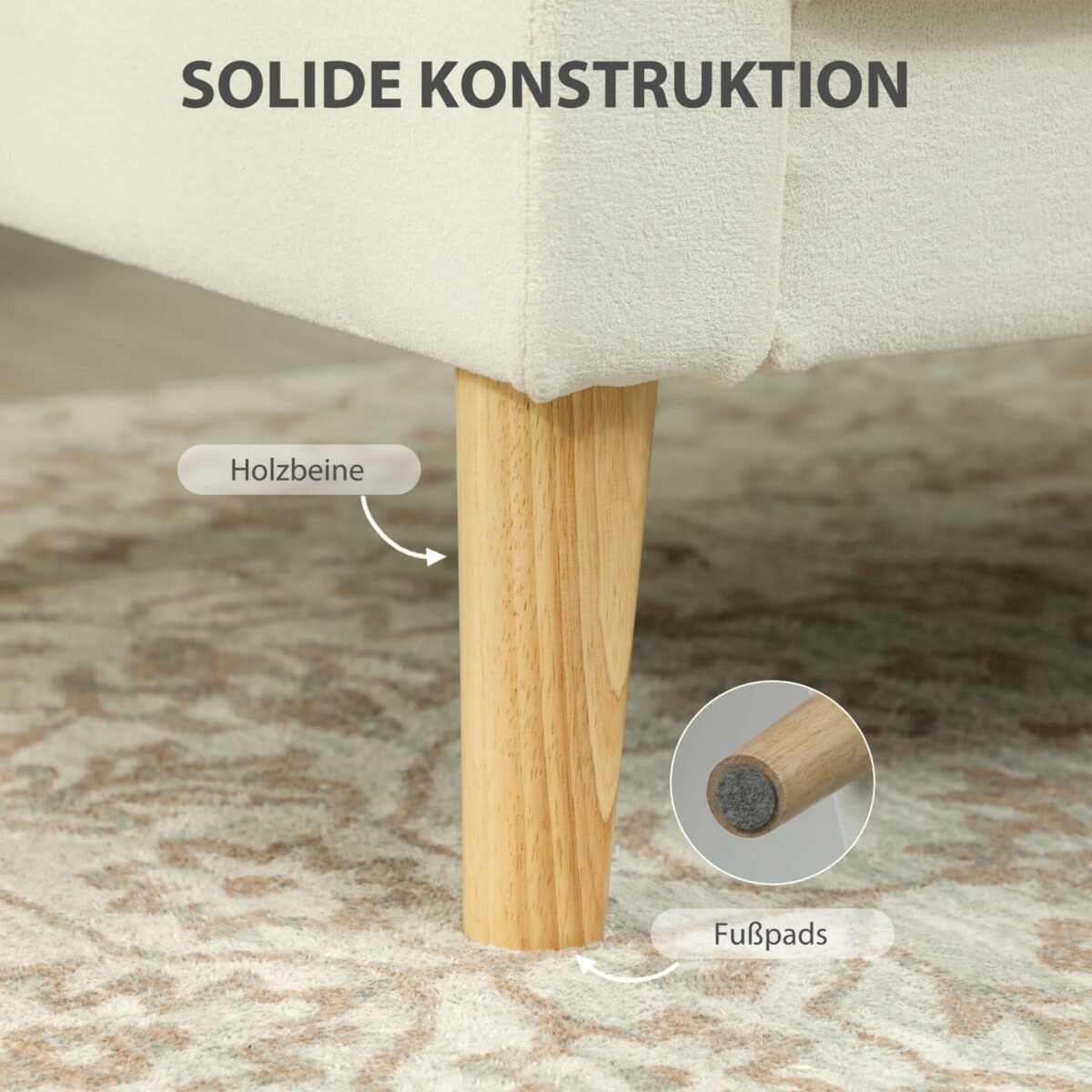 Minkštas krėslas su kaučiukmedžio kojomis ir patogiu pasviru atlošu