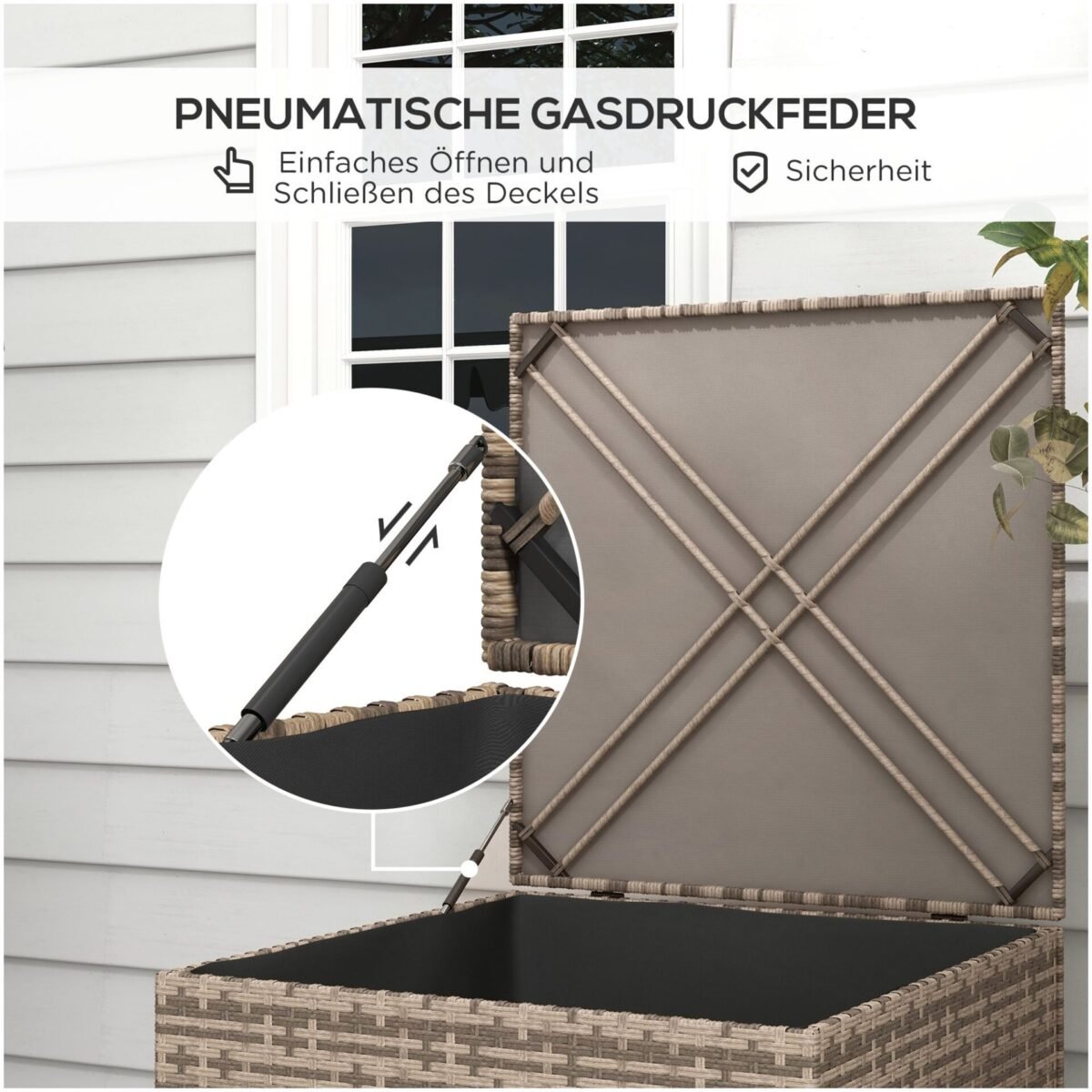 Poliratano lauko daiktadėžė su pamušalu