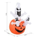 Pripučiama Helovino dekoracija – moliūgas su vaiduokliais ir LED apšvietimu, 180 cm