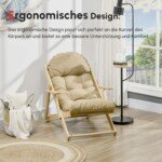 Poilsio fotelis su reguliuojamu atlošu ir sulankstomu buko rėmu