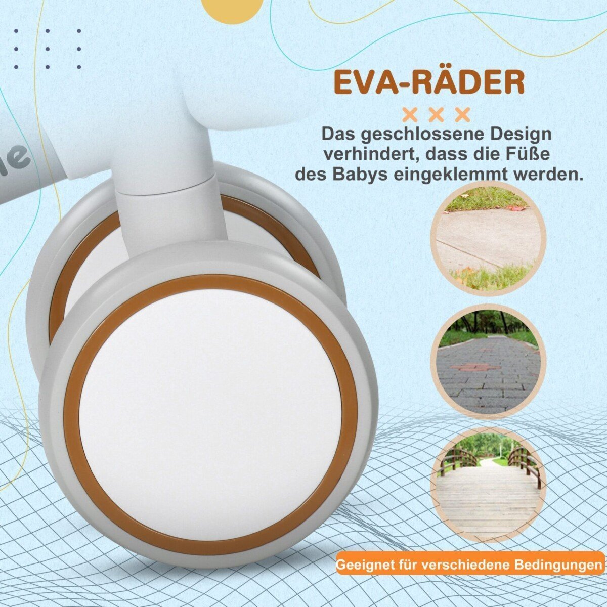 Balansinis dviratukas su reguliuojama sėdyne ir tyliais ratais