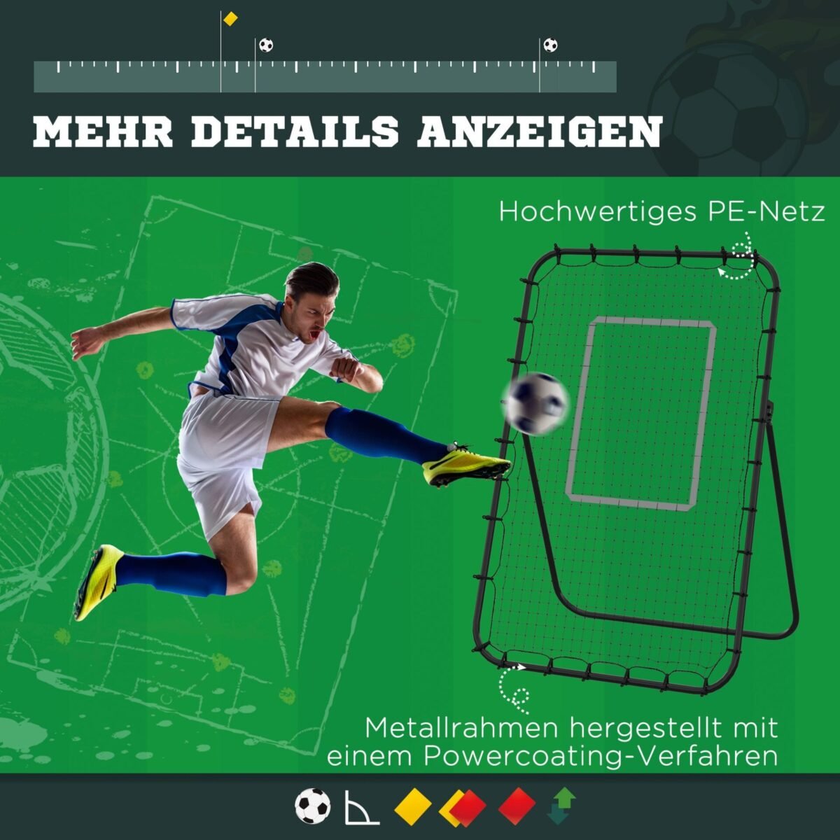 Reguliuojamo kampo ir aukščio futbolo treniruočių tinklas