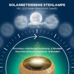 Rataninis lauko pastatomas šviestuvas su saulės baterija, automatiškai įsijungiantis