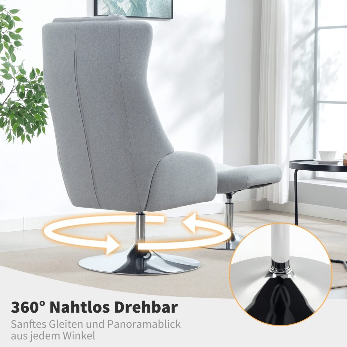 Ergonomiškas 360° pasukamas poilsio krėslas su pakoja