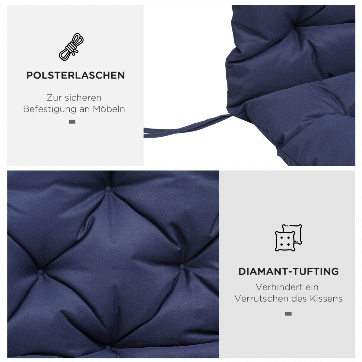 Trivietė sodo suolelio pagalvėlė su tvirtinimo dirželiais