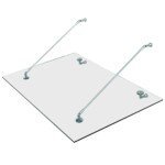 Grūdinto stiklo įėjimo stogelis su nerūdijančio plieno laikikliais 150 x 90 cm