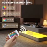 Modernus kavos staliukas su nuotoliu valdomu LED apšvietimu ir talpia saugykla