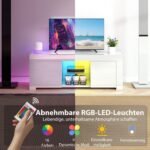 TV spintelė su RGB LED apšvietimu, durelėmis ir atviromis lentynomis