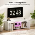 TV spintelė su RGB LED apšvietimu, durelėmis ir atviromis lentynomis